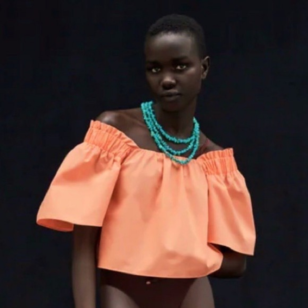 Zara poplin orange crop top.